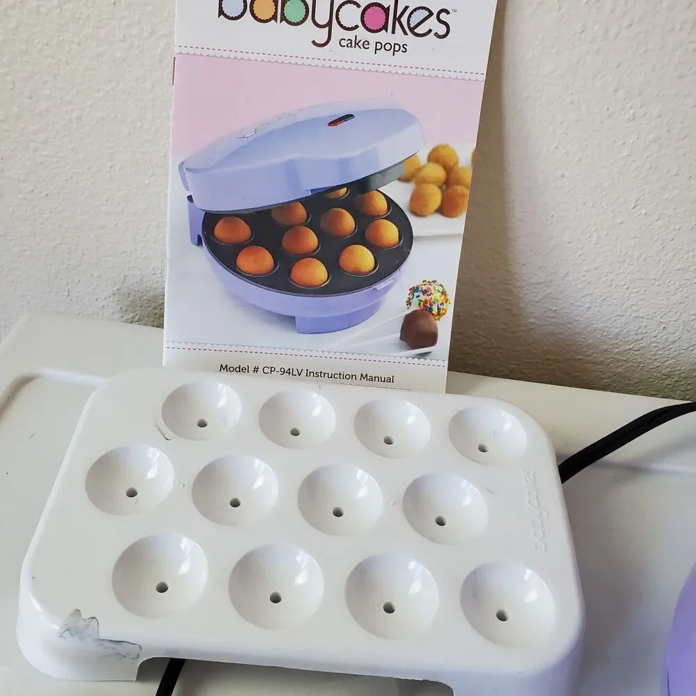 Babycakes‎ Cake Pop Maker #CP-94LV, Stand, Filling Injector, Fork, Pop Sticks